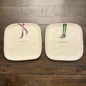 Rae Dunn Square Ceramic Halloween Witch Plates